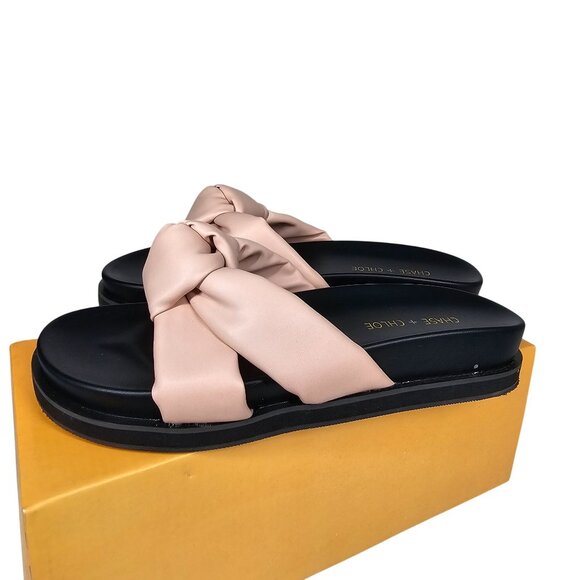 Chase And Chloe Camille-1 Nude Bow Slide Sandals Puffy Knot Women 10 - Picture 5 of 16